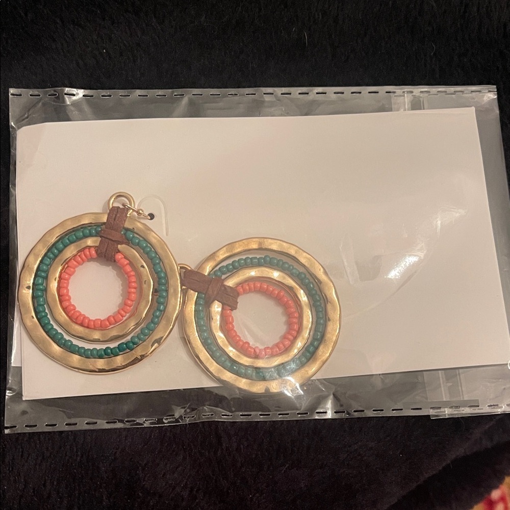 Colorful Beaded Hoop Earrings